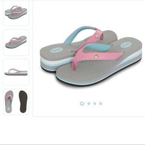 FLOOPI Women’s Lola Wedge Thong Flip Flop. Size: 8 In Grey - New Sale $25